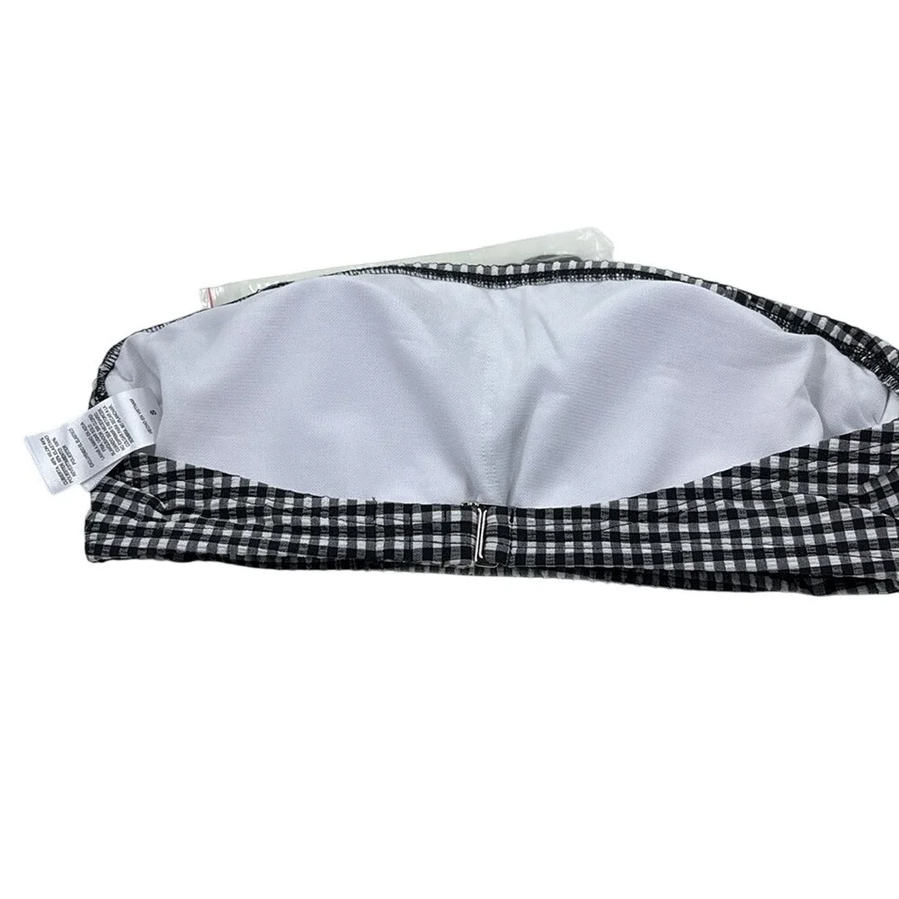 Salt + Cove Textured Checkered Bandeau Bikini Top Black White Juniors small NWOT